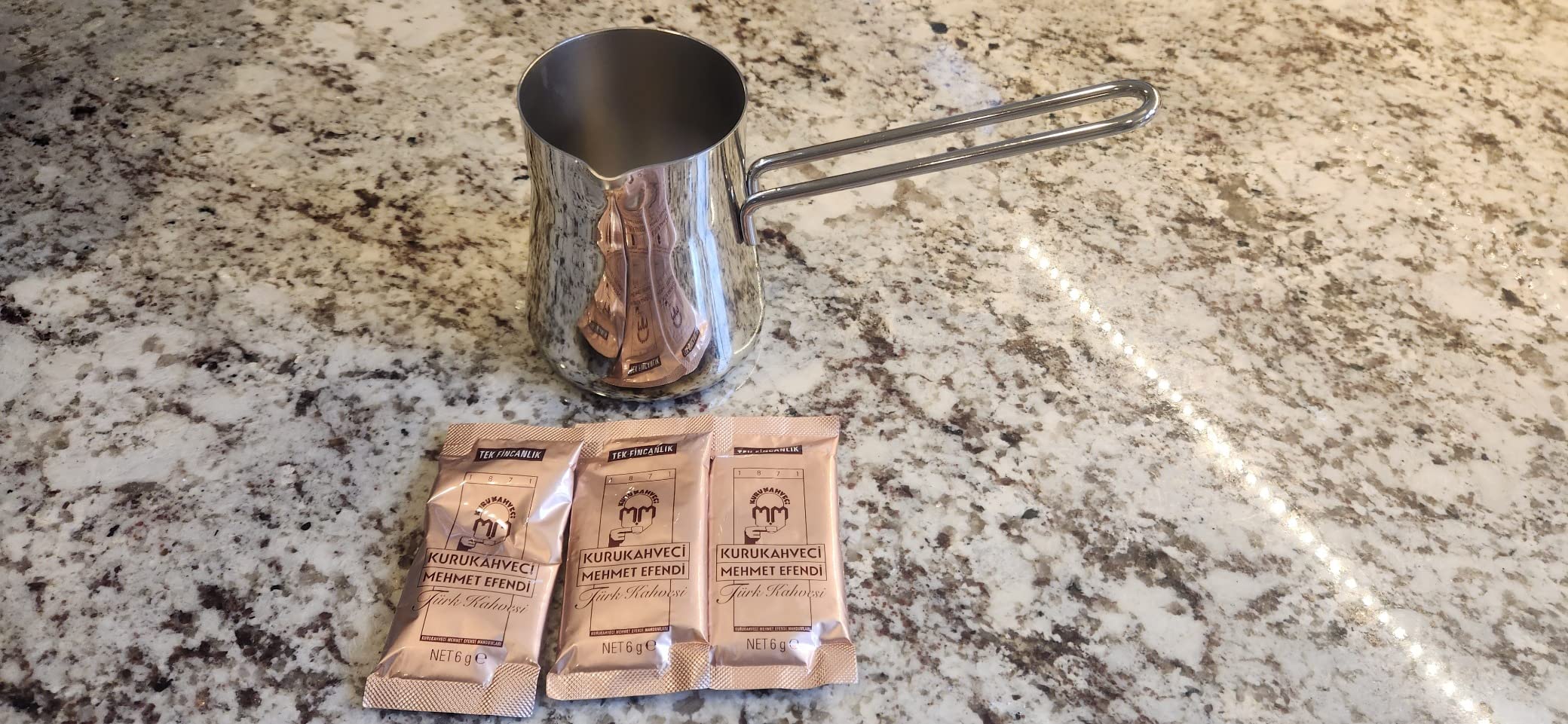 Crystalia Turkish Coffee Pot 18/10 Stainless Steel, Stove Top Tea Maker, Milk Warmer, Greek Arabic Coffee Cezve Briki, 15 oz (Silver, Small) customer photo 2