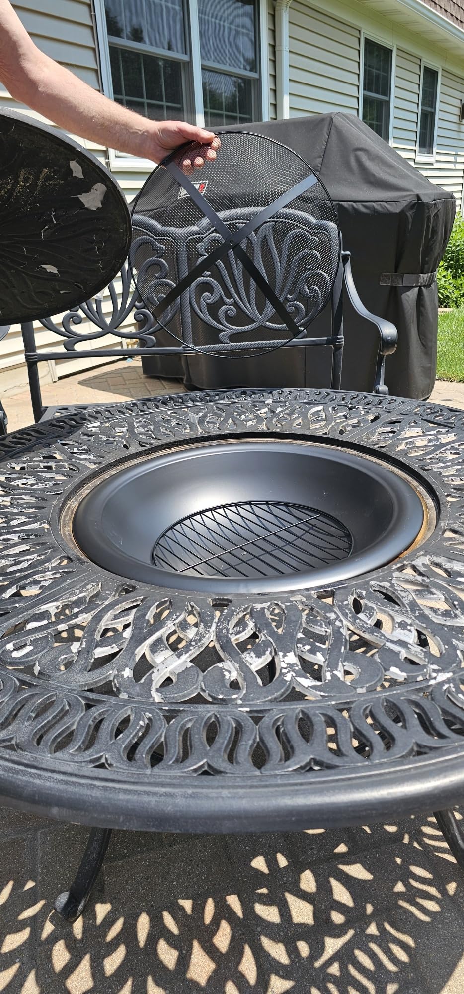 Gas One 22 in Outdoor- Wood Burning Fire Pit with Mesh Lid and Fire Picker - Durable Alloy Steel Fire Pits for Outside - Small Fire Pit for Backyard, Porch, Deck, Camping, BBQ customer photo 1