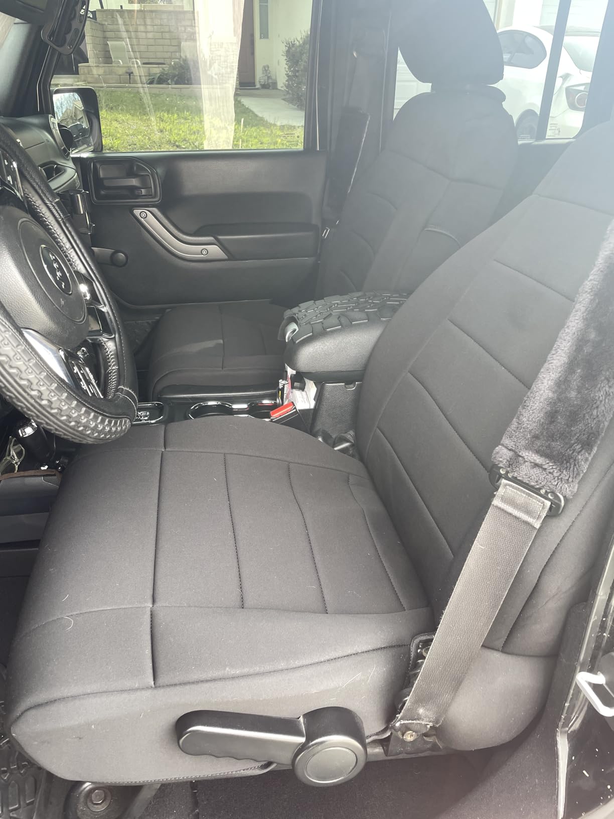 Diver Down Neoprene Seat Cover Set - Fits Jeep JK 2007-2018 Wrangler - Front and Back Seat Set - Waterproof Custom Fit Seat Covers - Soft Padded Thermal Resistant Cushion - (Black, 4DR, 13-18) customer photo 1