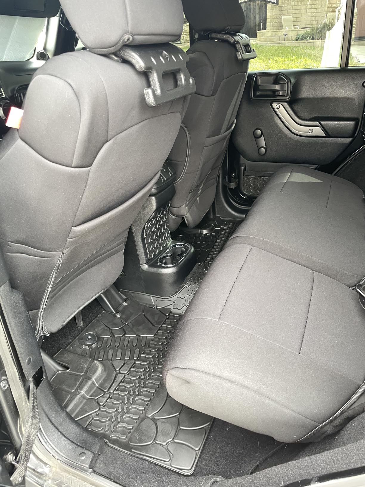 Diver Down Neoprene Seat Cover Set - Fits Jeep JK 2007-2018 Wrangler - Front and Back Seat Set - Waterproof Custom Fit Seat Covers - Soft Padded Thermal Resistant Cushion - (Black, 4DR, 13-18) customer photo 2