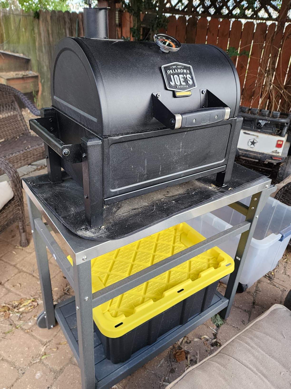 TORVA Outdoor Prep Grill Carts, 303 Stainless Steel Tabletop with High Load Capacity Portable BBQ Table, HDPE Durable Frame 2-Tier Storage Cart, Wood customer photo 2