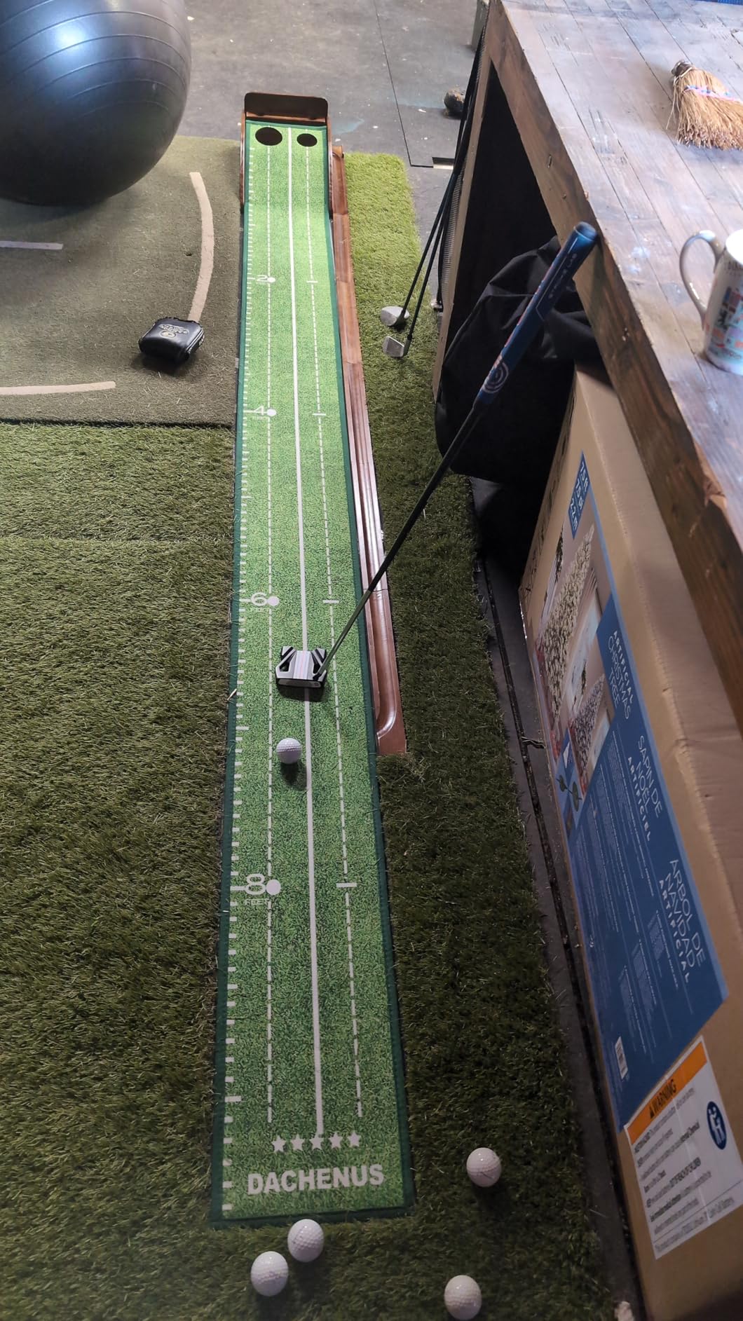 Dachenus Putting Green Indoor Mat Outdoor Golf Putting Mat with Automatic Ball Return - Ideal for Home, Office, and Outdoor Use customer photo 2