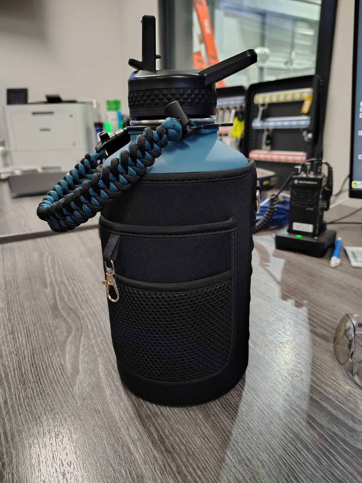 Trebo One Gallon Water Bottle Insulated with Paracord Handle,128oz Large Stainless Steel Water Jug,Vacuum Double Wall Insulated 24hr Cold Retention,Leakproof Flask with 3 Lids,Indigo Black customer photo 1
