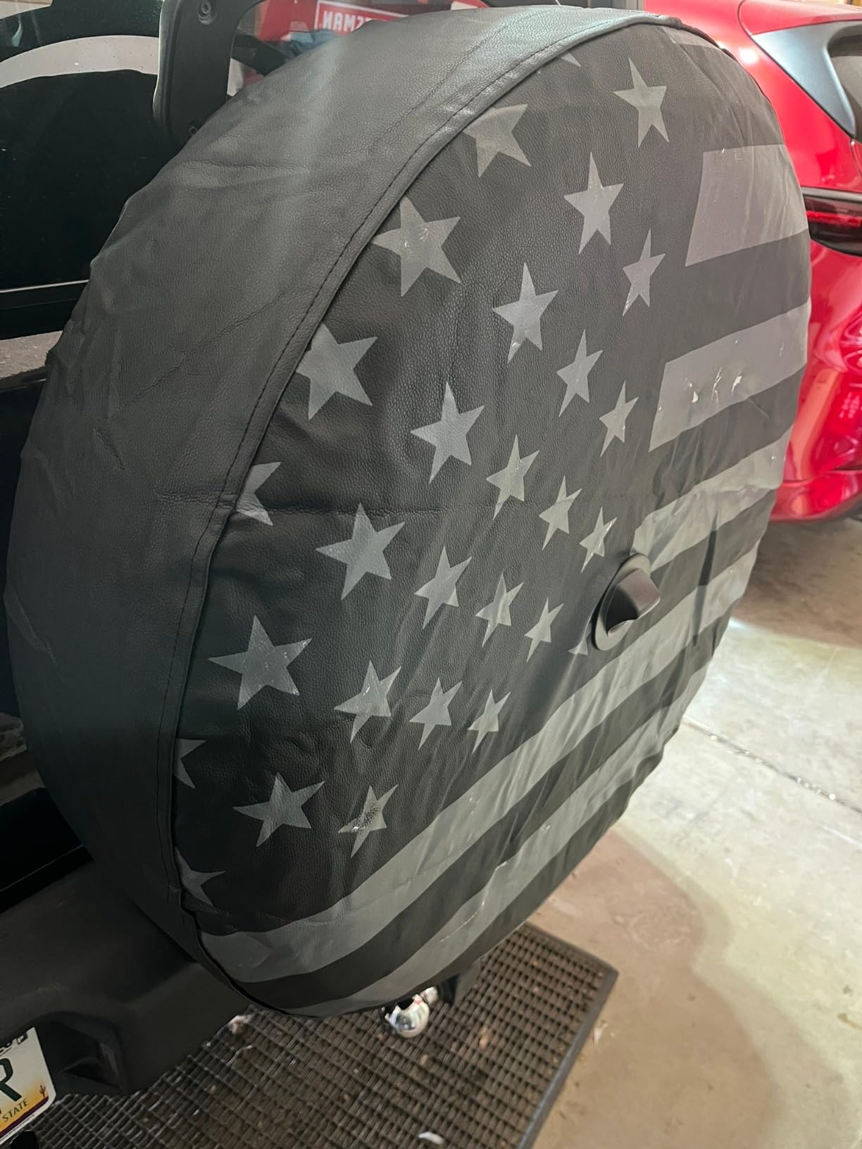 MOONET Tire Cover with Camera Hole, for Jeep Wrangler JL with Back-up Camera, Sport & Sahara (2018-2025), Fits 245/75R17, 255/75R17, 255/70R18 customer photo 2