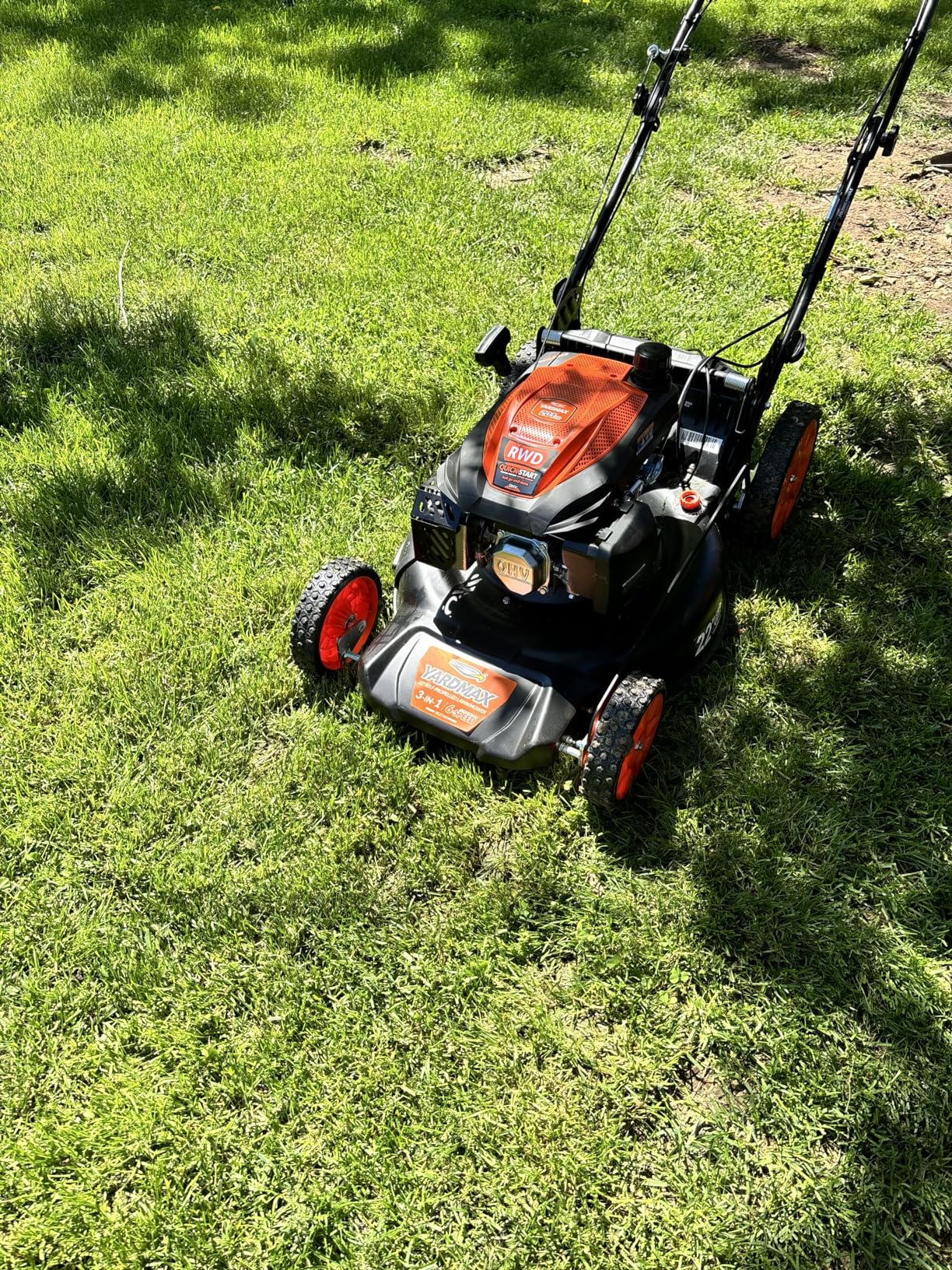 YARDMAX 22 in. 201cc Select PACE 6 Speed CVT High Wheel RWD 3-in-1 Gas Walk Behind Self Propelled Lawn Mower, Black customer photo 1
