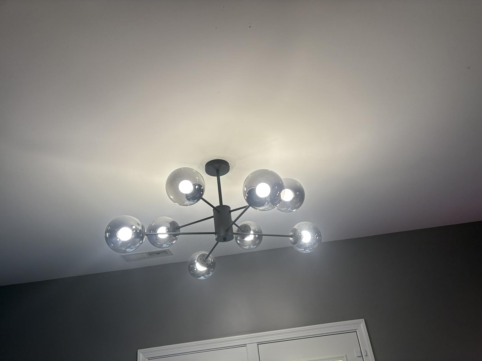 KCO Lighting Modern Sputnik Chandelier 8-Light Clear Glass Globe Ceiling Pendant Light Mid Century Brass Flush Mounted Fixture Kitchen Island (Gold+Clear) customer photo 1