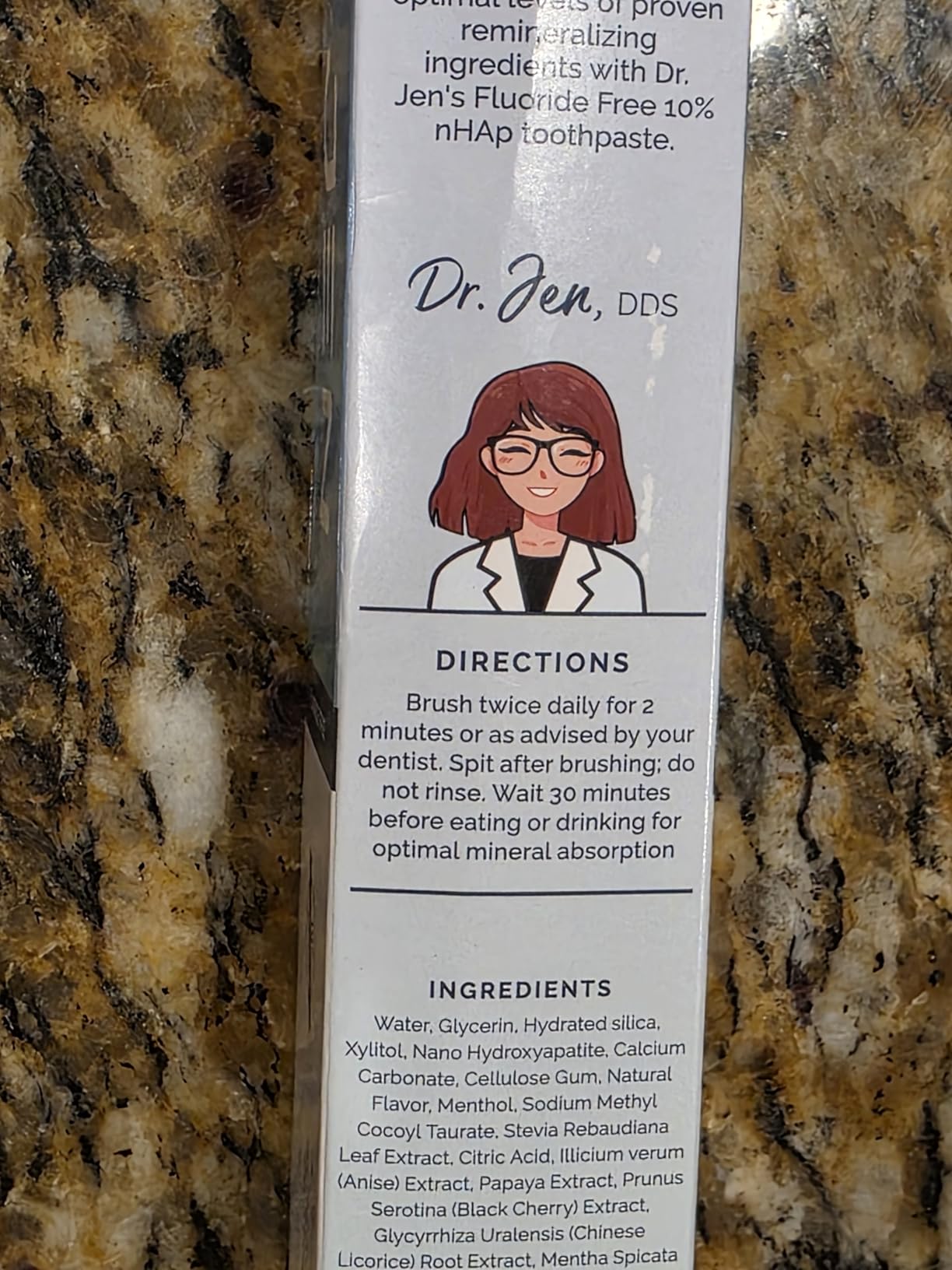 Dr. Jen Fluoride Free Toothpaste with 10% Nano Hydroxyapatite, Xylitol & Glycerin for Daily Oral Care, Remineralizing Toothpaste Designed for Sensitive Teeth, Cool Mint, 3.4 oz customer photo 2