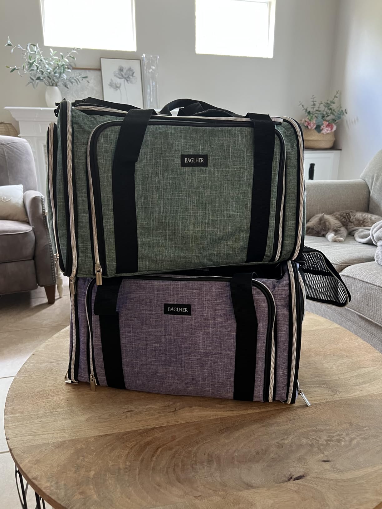BAGLHER Cat Carrier Bag,Airline Approved Pet Carrier Soft Side Pet Travel 5 Sides Open Doors 3 Sides Expandable Foldable Dog Carrier with Fleece Pad customer photo 1