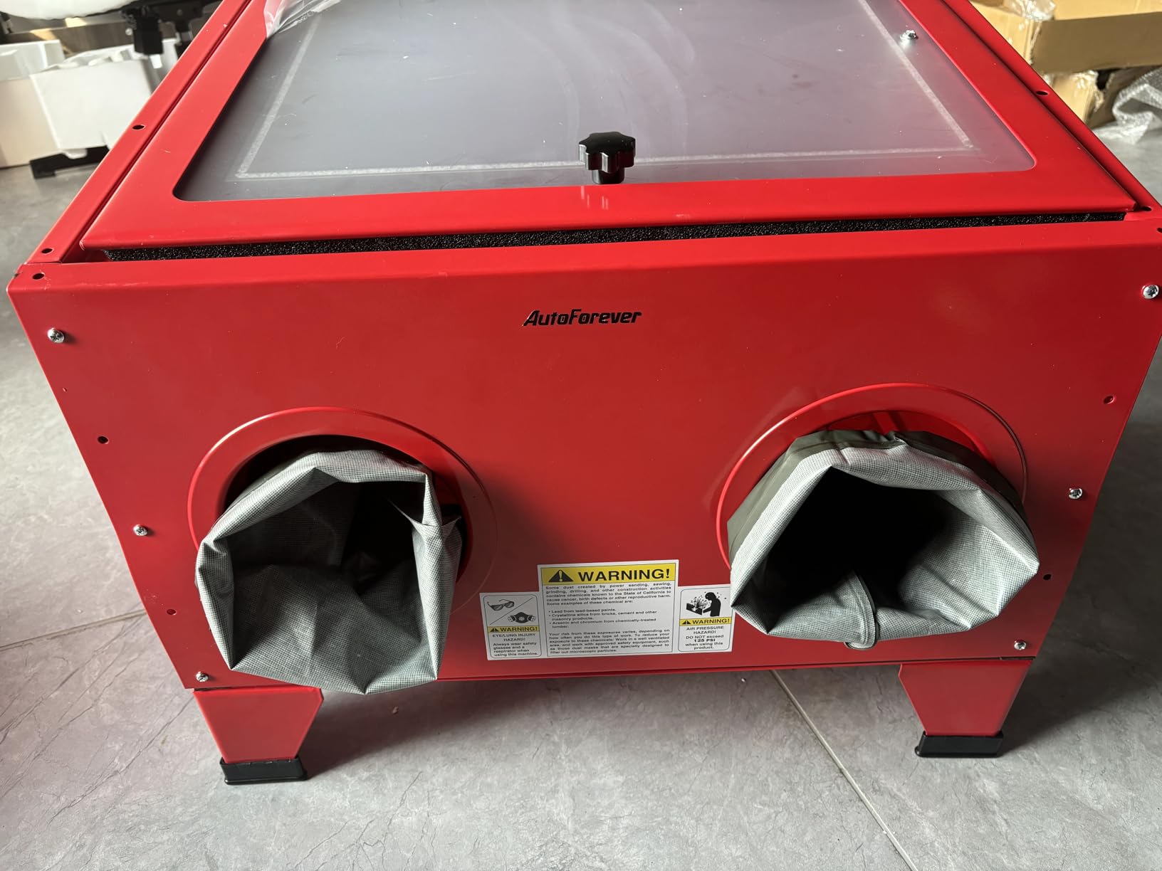 AutoForever 25 Gallon Bench Top Air Sandblasting Cabinet - Heavy Duty Steel Sand Blaster with Blasting Gun & 4 Nozzles, 40-80 PSI Portable Air Sandblaster for Paint, Rust, Stain Removal customer photo 1