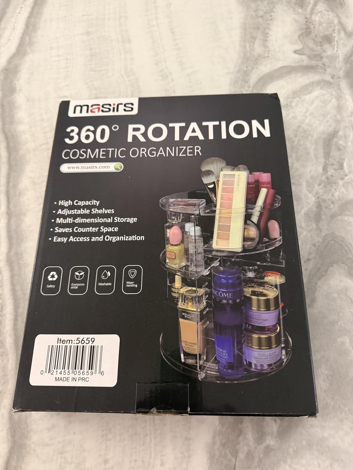 Masirs 360 Rotating Makeup Organizer Countertop - Adjustable Shelf Height - The Perfect Round Spinning Cosmetic Organizer for Bedroom Dresser or Vanity Countertop Storage (Clear) customer photo 2