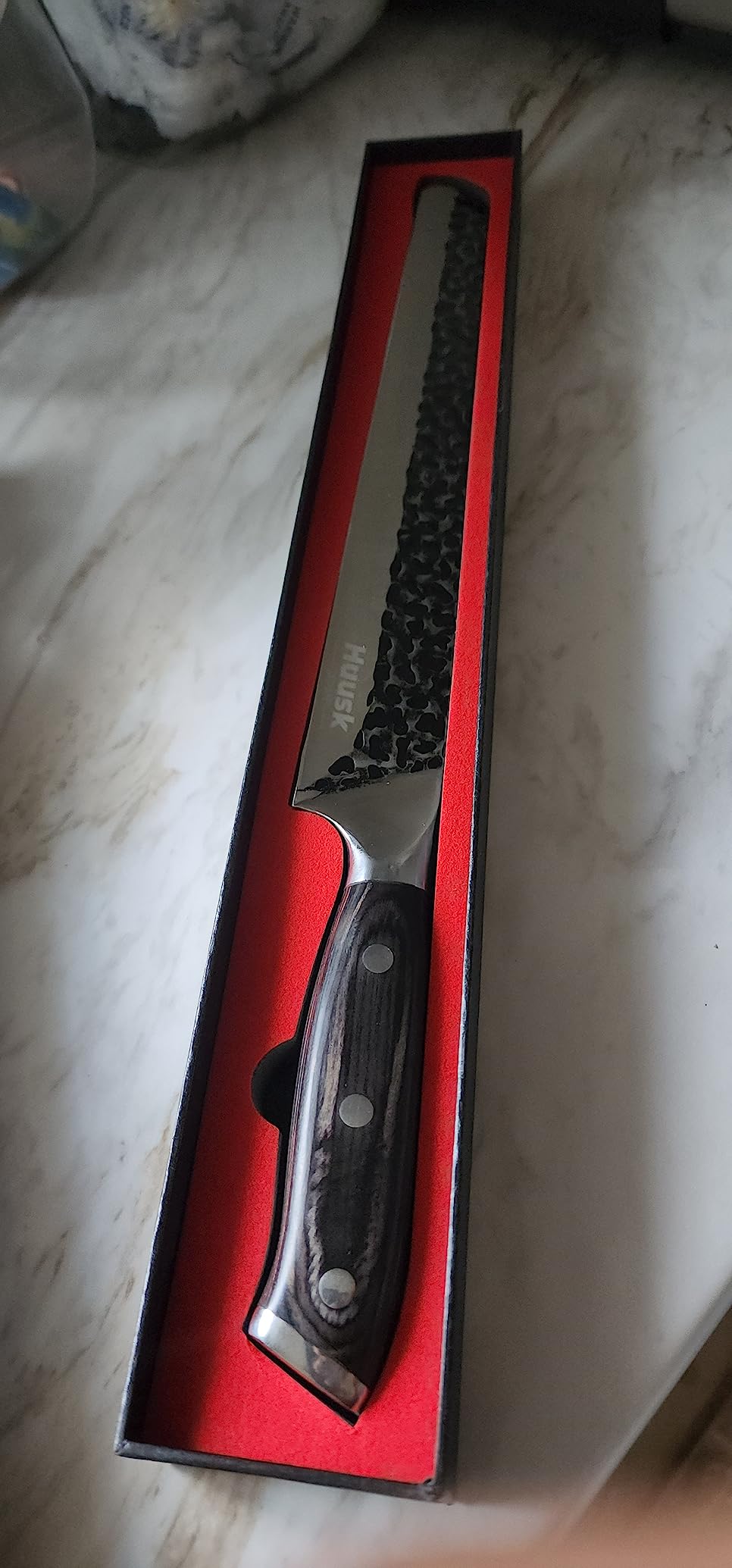 Huusk Japan 11.5 Inch Hand Forged Slicing Knife for Meats, Ribs, Roasts - Brisket Carving Knife for BBQ and Christmas Gifts customer photo 1