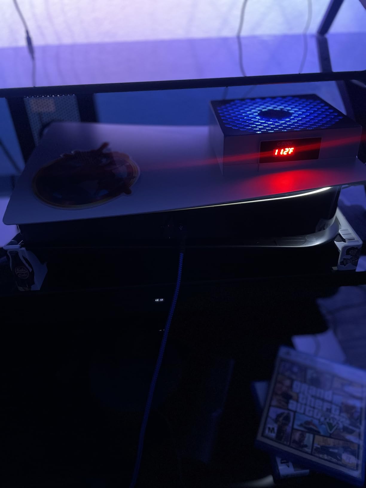 G-STORY PS5 Cooling Fan,PS5 Cooler System, Fan Speed Automactically Adjusted by Temperature(C/F), Low Noise, 3 Speed 1500/1750/2000RPM (140MM) with RGB LED (White) customer photo 2