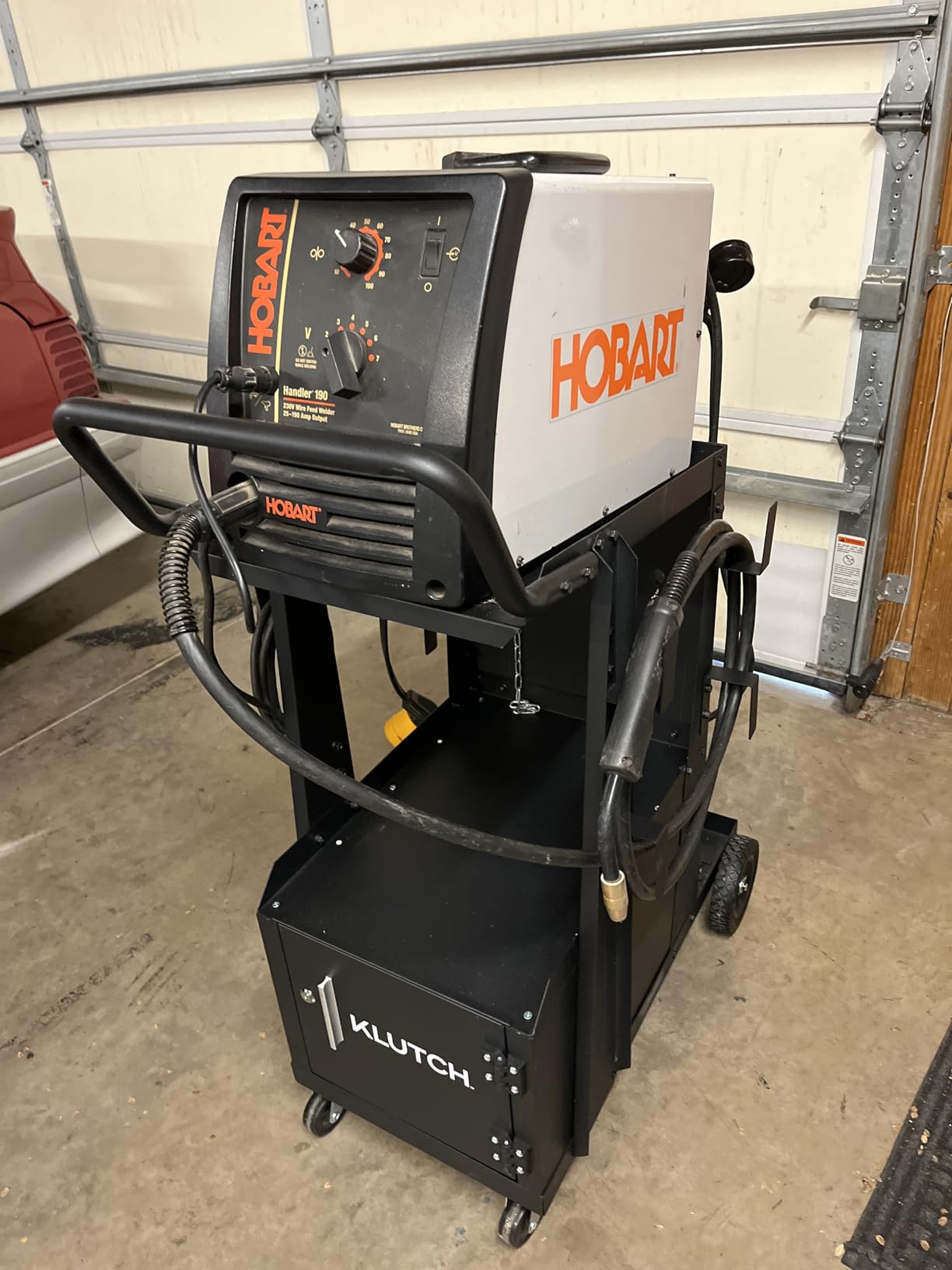 Klutch 2-Tier Welding Cart with Locking Cabinet - 31 1/2in.L x 16 1/8in.W x 28in.H customer photo 1
