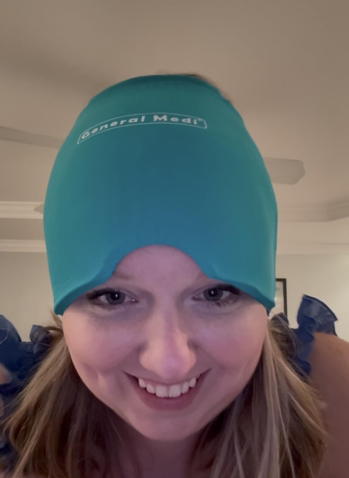 General Medi Headache & Migraine Ice Wrap Cap, Cold Therapy Migraine Relief Hat, Headache Ice Hat Cold Compress, Great for Puffy Eyes, Tension, Sinus & Stress Relief (Blue) customer photo 1