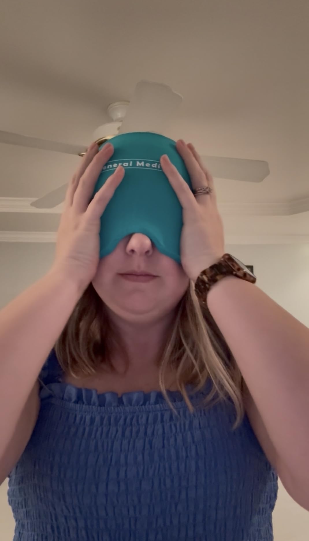 General Medi Headache & Migraine Ice Wrap Cap, Cold Therapy Migraine Relief Hat, Headache Ice Hat Cold Compress, Great for Puffy Eyes, Tension, Sinus & Stress Relief (Blue) customer photo 2