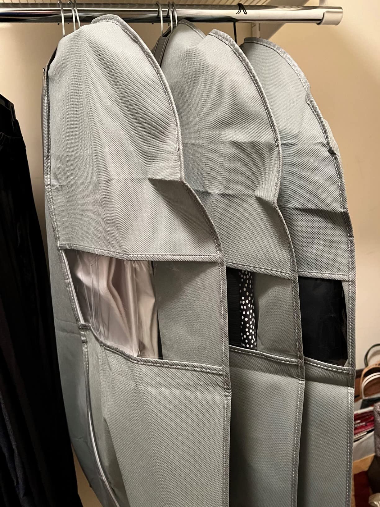 HWAJAN 6-Pack Garment Bags for Hanging Clothes Travel Suit Cover Bags for Closet Storage with Clear Window Non-Woven Fabric Protector customer photo 2