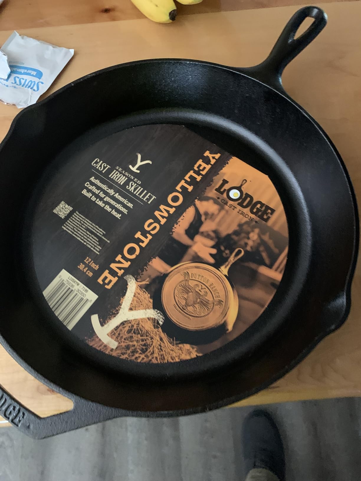 Lodge Pre-Seasoned Yellowstone Stamped Cast Iron Cookware - Signature Teardrop Handle - Use in the Oven, on the Stove, on the Grill, or Over a Campfire - 12 Inch Logo Skillet customer photo 1