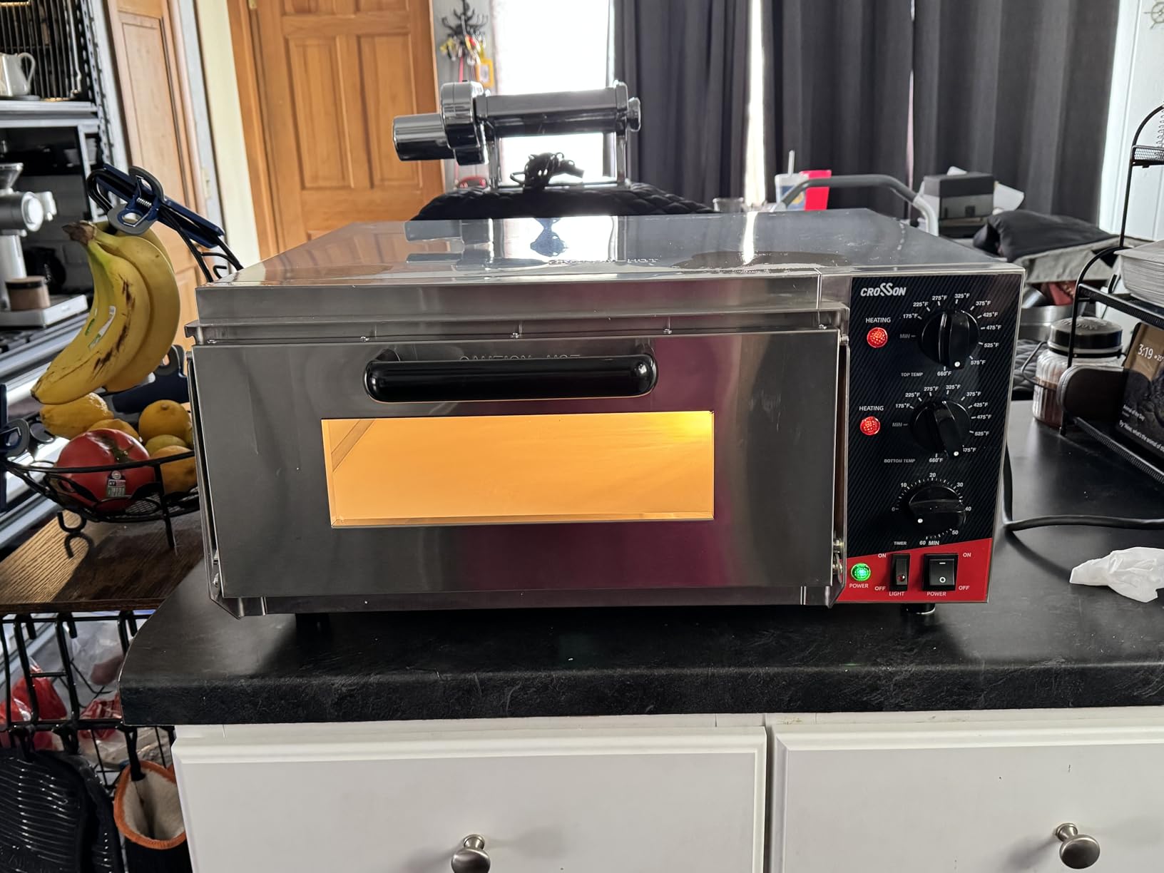 CROSSON ETL listed Commercial 16 inch Countertop Electric Pizza Oven with pizza stone, Multipurpose Indoor Pizza oven for Restaurant use,120V/1800W customer photo 1