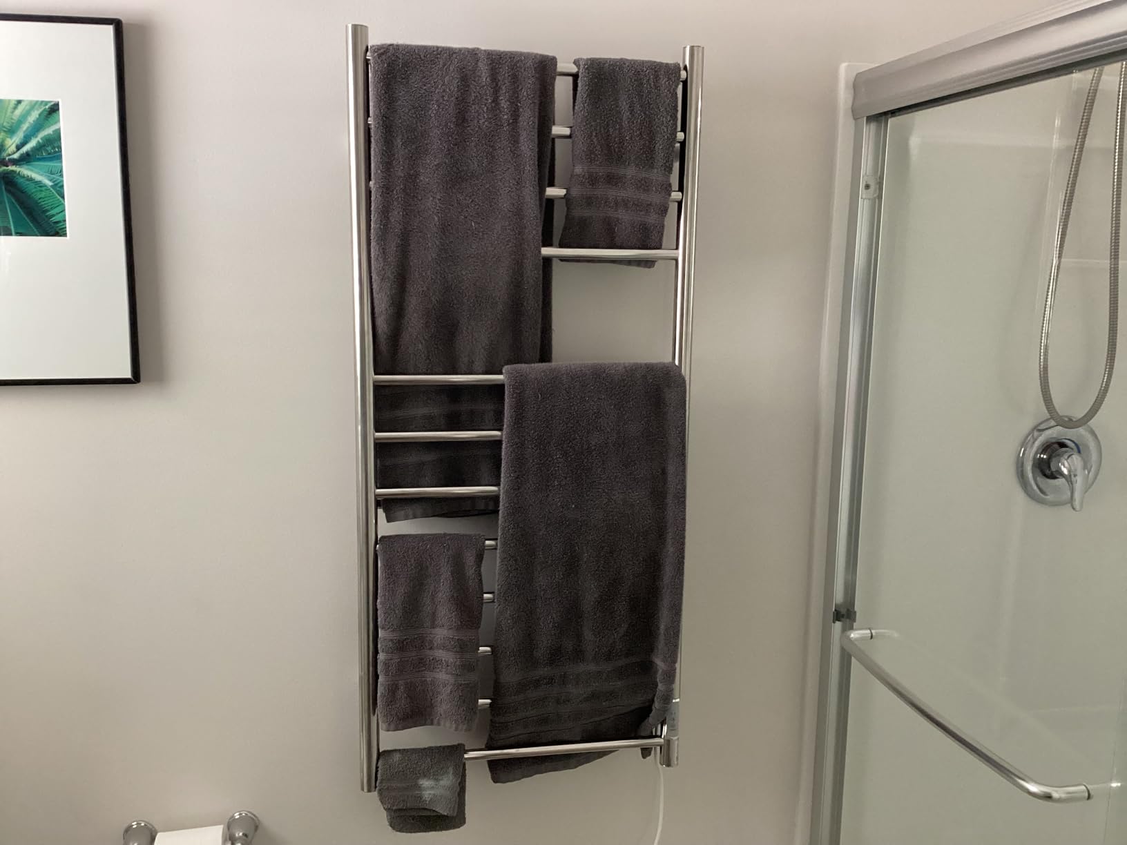 KEG Smart WiFi Towel Warmer Wall Mounted with Built-in Timer and Temperature Adjust Control, 4 Bars Electric Stainless Steel Heated Towel Racks for Bathroom Brushed Nickel customer photo 1