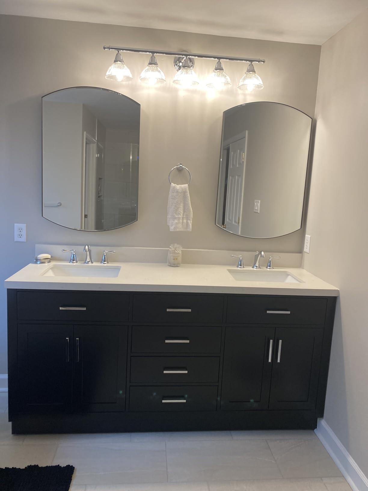 ARIEL Hepburn 72-inch Bathroom Vanity with Sink, Solid Wood, 1.5-inch Italian Carrara Marble Countertop, Double Rectangular Porcelain Sink, 4 Soft Closing Doors, 6 Dovetail Drawers, White customer photo 2