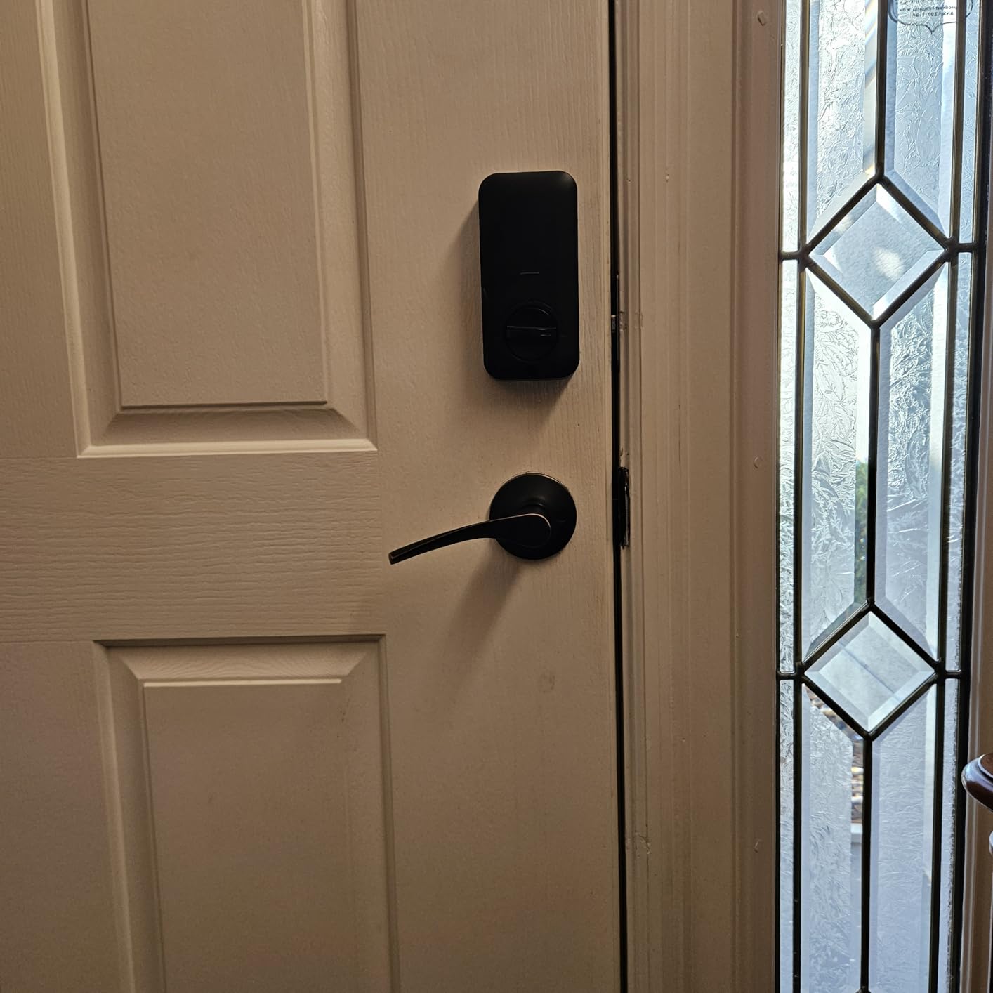 Veise Fingerprint Door Lock with 2 Lever Handles - Keyless Entry Door Lock, Electronic Keypad Deadbolt, Digital Smart Code & Front Handle Sets, Auto-Locking, Easy Installation, Satin Nickel customer photo 2