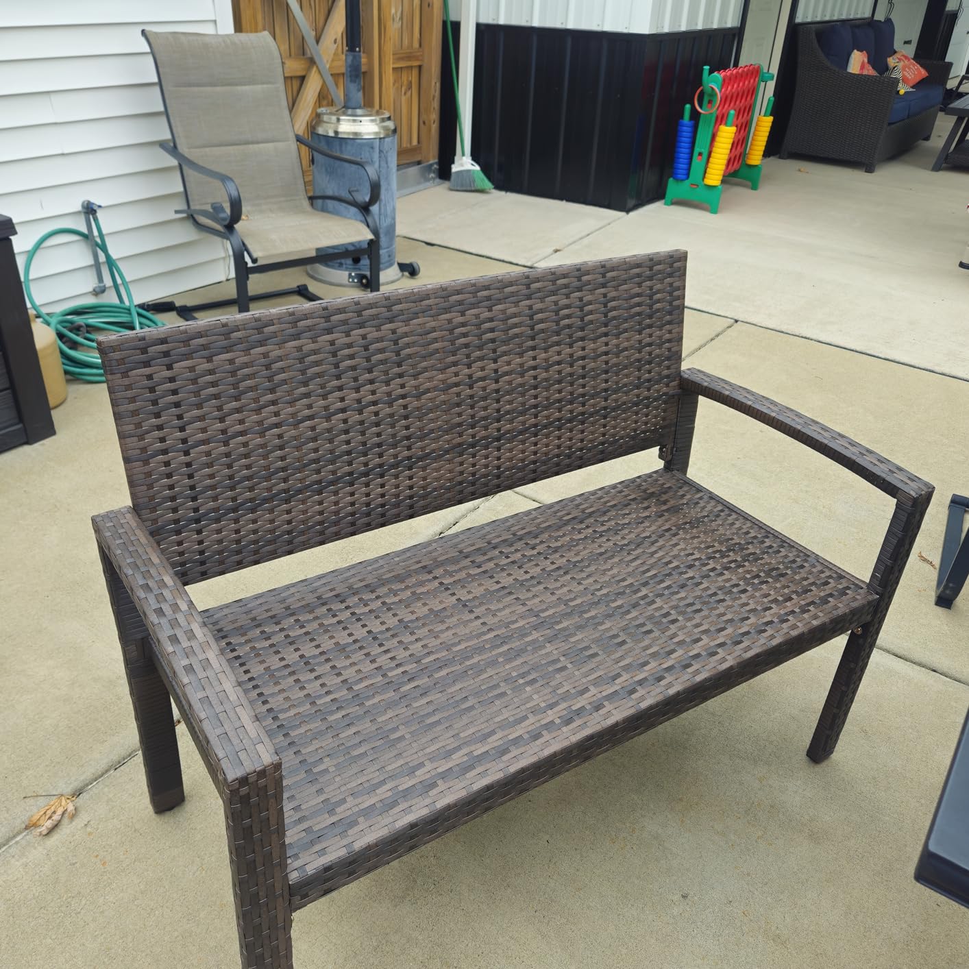Best Choice Products Outdoor Bench 2-Person Wicker Garden Patio Benches Seating Furniture for Backyard, Porch w/Seat Cushion, 700lb Capacity - Brown/Tan customer photo 1