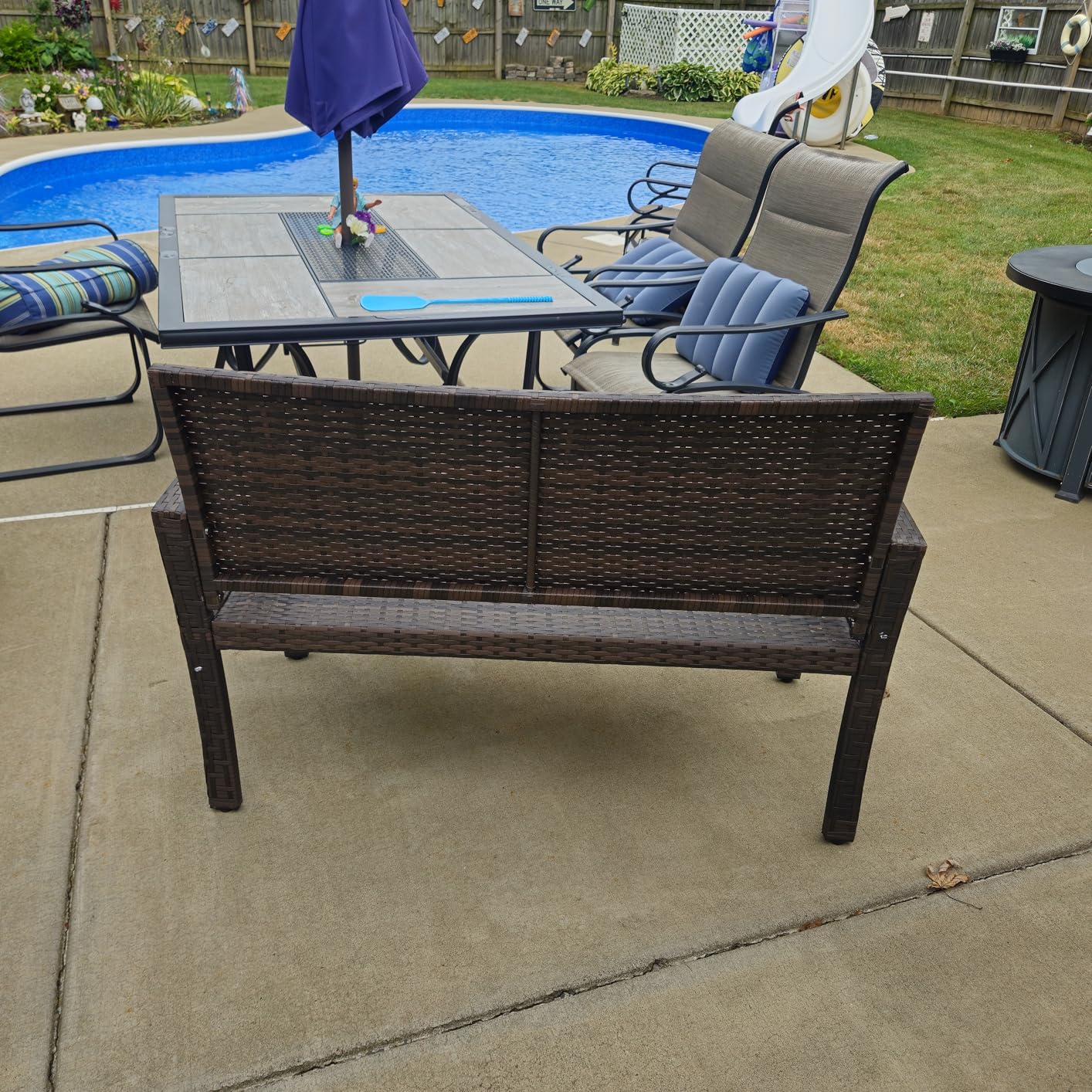 Best Choice Products Outdoor Bench 2-Person Wicker Garden Patio Benches Seating Furniture for Backyard, Porch w/Seat Cushion, 700lb Capacity - Brown/Tan customer photo 2