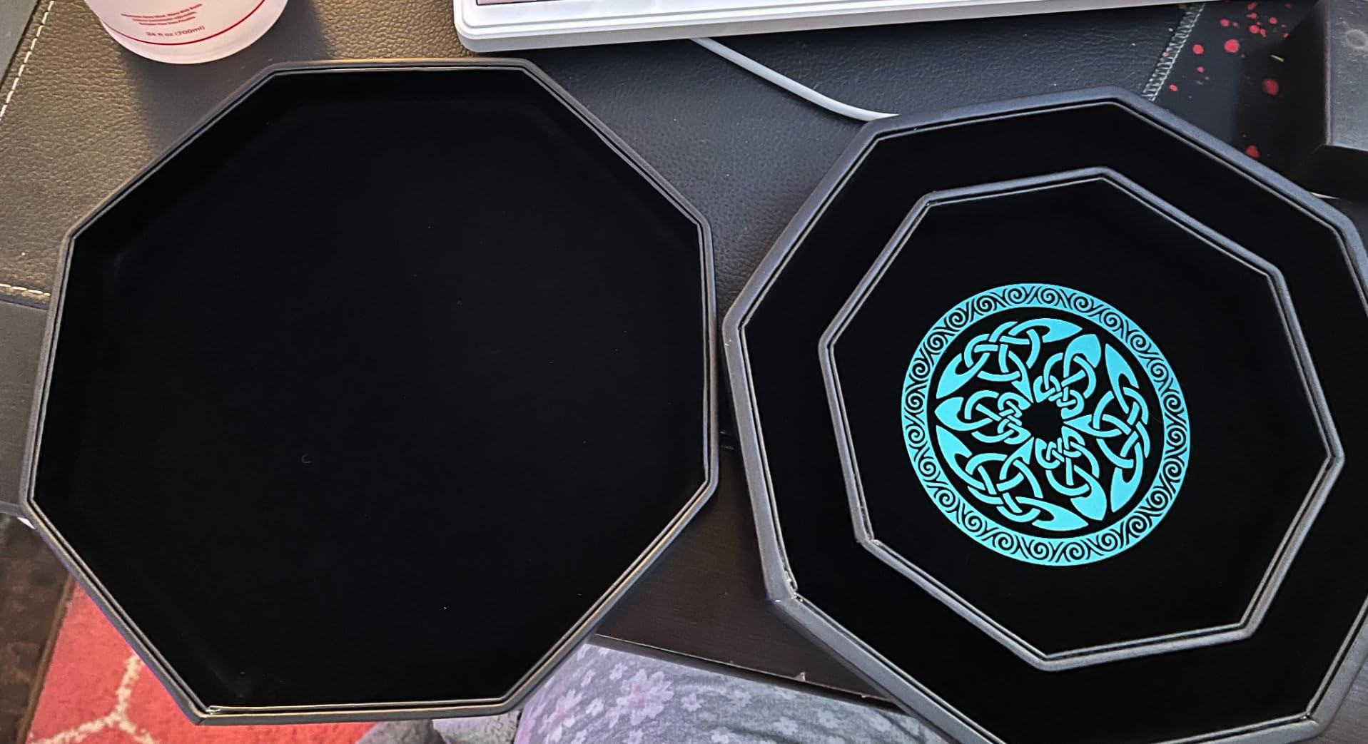 Soar Forge Dice Tray for DND and RPG - Beautiful Cerulean Blue Valknut and Dragon 9 Inch Rolling Tray Compatible with Dungeons and Dragons and Tabletop RPGs - Box Storage to Protect Dice customer photo 2