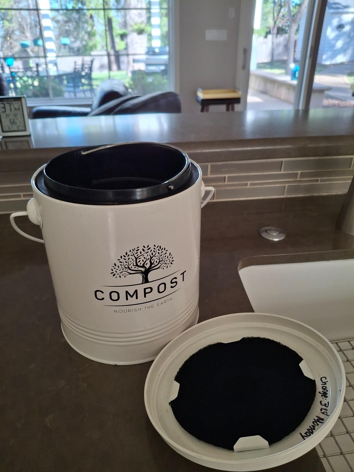 Perfnique 1.3 Gal Kitchen Compost Bin with Lid, Countertop Compost Caddy | Indoor compost bucket with inner bucket liner and carbon filter, compact food waste bin, farmhouse kitchen decor customer photo 1