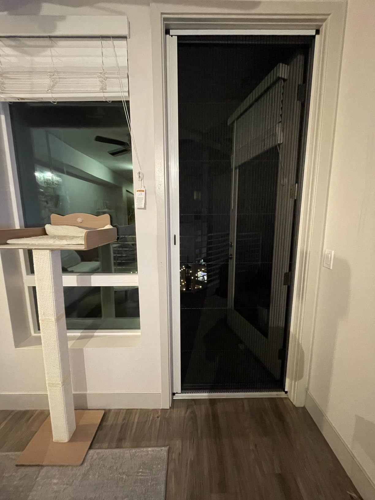No-Drilling Retractable Screen Door, Folding Sliding Screen Doors with Aluminum Frame for Patio French Front Door Bedroom kitchen, Custom Screen for Single/Double Door, Customize Size, White customer photo 1