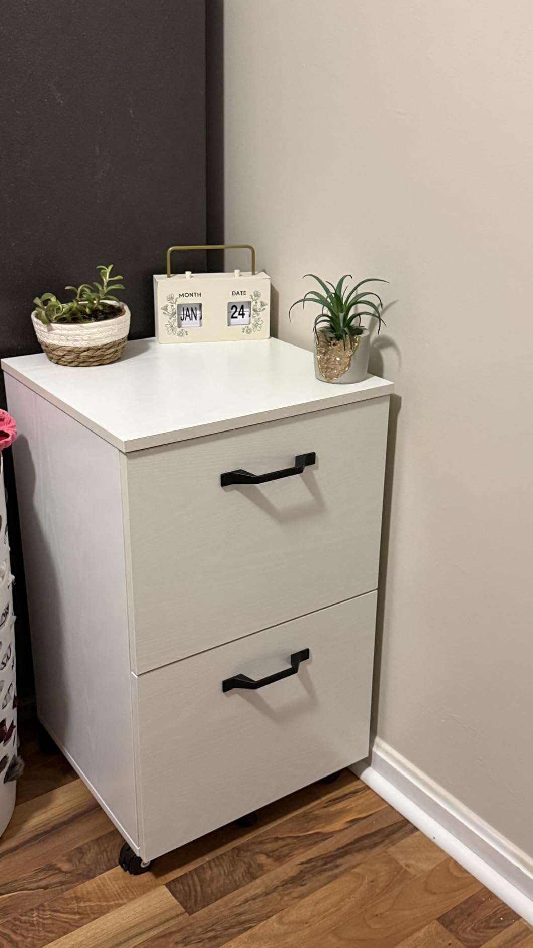 VASAGLE 2-Drawer File Cabinet, Small Rolling Filing Cabinet for Home Office, Printer Stand, for A4, Letter-Size Documents, 15.7 x 16.5 x 27.6 Inches, Ink Black customer photo 2