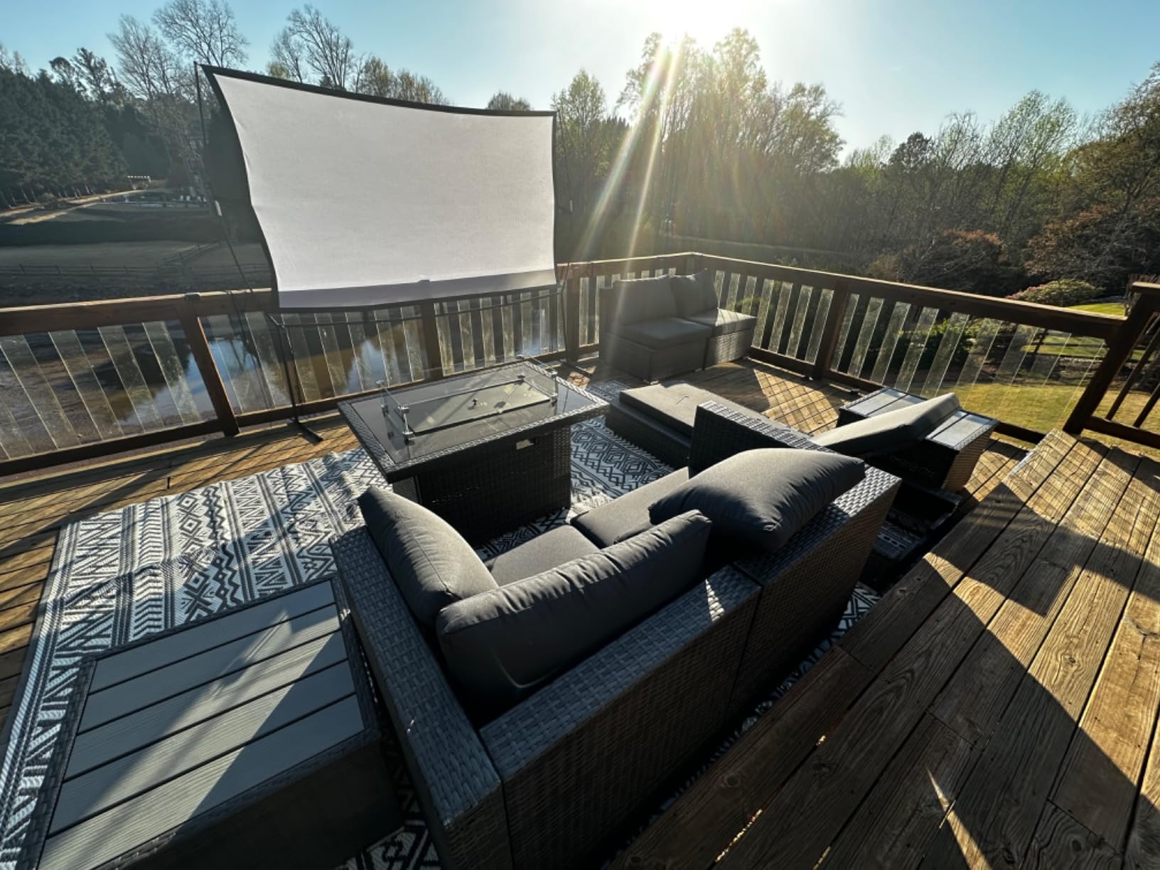 NICESOUL High-End Outdoor Patio Furniture Set with Natural Gas/Propane Firepits, 7 Piece Large Wicker Sectional Couches with Fire Table, 29.3'' High Back Deep Seating Comfy Conversation Sofas, Gray customer photo 1