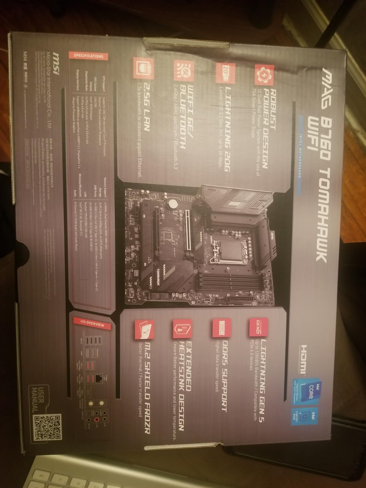 MAG B760 Tomahawk WiFi Gaming Motherboard (Supports 12th/13th/14th Gen Intel Processors, LGA 1700, DDR5, PCIe 5.0, M.2, 2.5Gbps LAN, USB 3.2 Gen2, HDMI/DP, Wi-Fi 6E, Bluetooth 5.3, ATX) customer photo 2