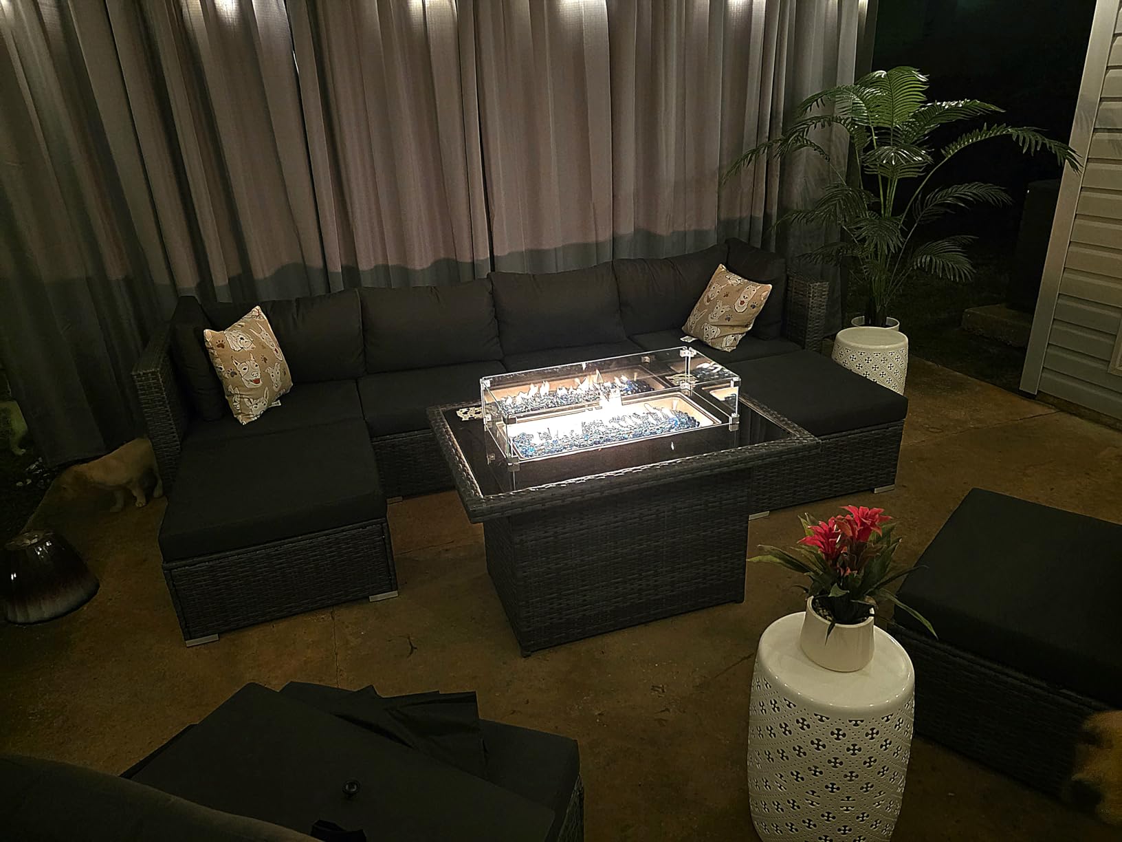 BULEXYARD 13 Piece High Back Outdoor Furniture Sets with Fire Pit, Luxury Patio Sectional Couch Sofa 12-Seater Modular, Comfortable Extra Large Wide Deep Backyard Seating Conversation Set, Light Grey customer photo 1