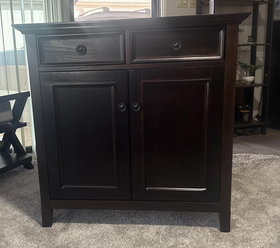 SIMPLIHOME Amherst 60-inch Wide Solid Wood 3-Door Storage Cabinet in Hickory Brown, Transitional Buffet Sideboard customer photo 1