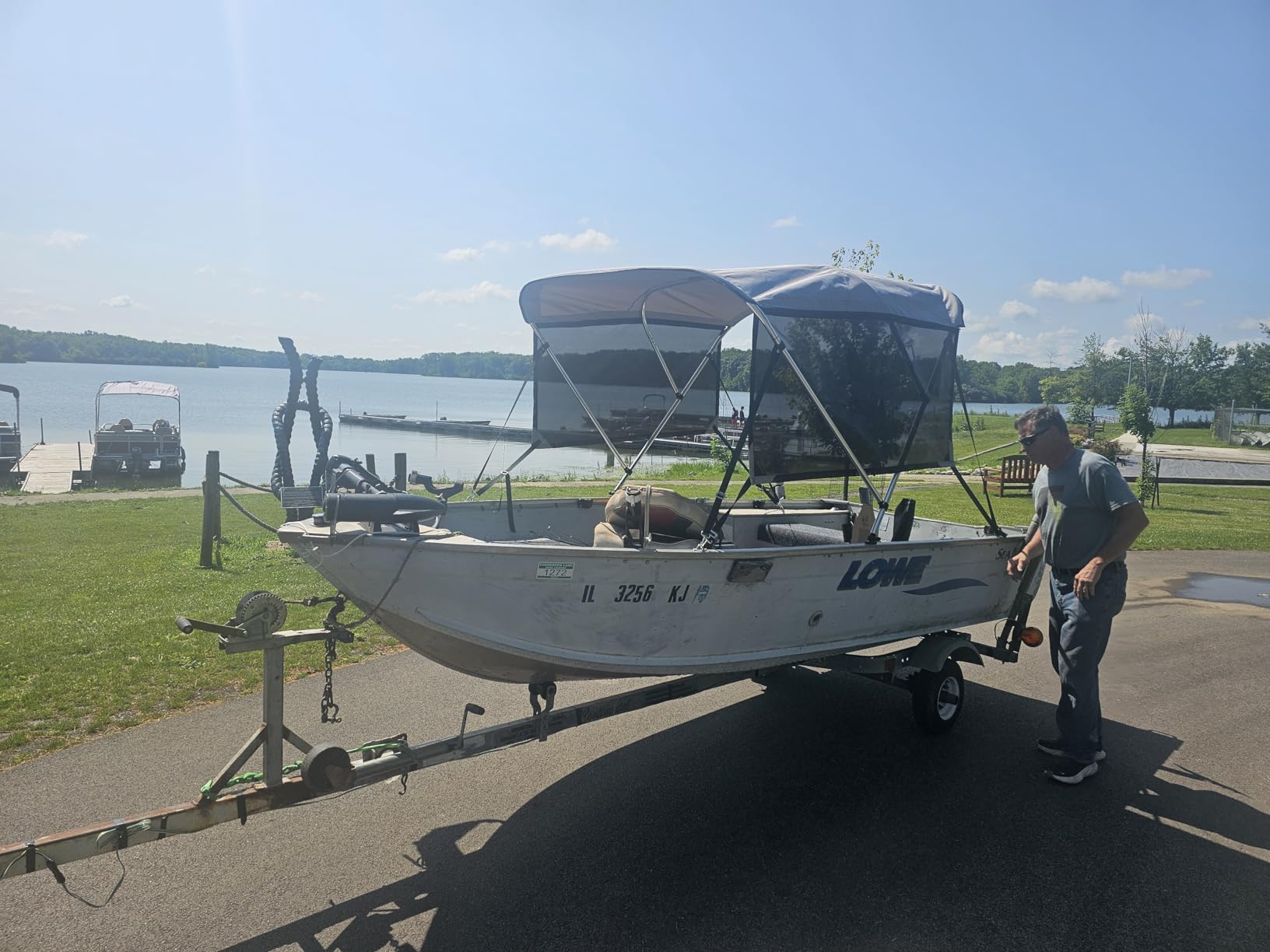 KAKIT 3 4 Bow Bimini Tops for Boats with Mesh Sides Heavy Duty Cover Adjustable 4 Straps Zippered Storage Boot customer photo 2