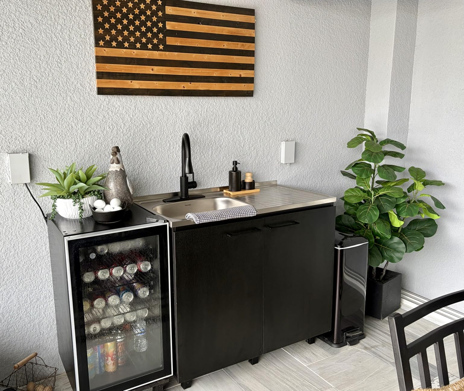Tuhome Napoles Utility Sink with Cabinet, Stainless Steel Countertop, Interior Storage Shelf, Wide Dual-Door Base Cabinet,Modern Multi-Purpose Laundry and Kitchen Utility Station for Home Organization customer photo 1