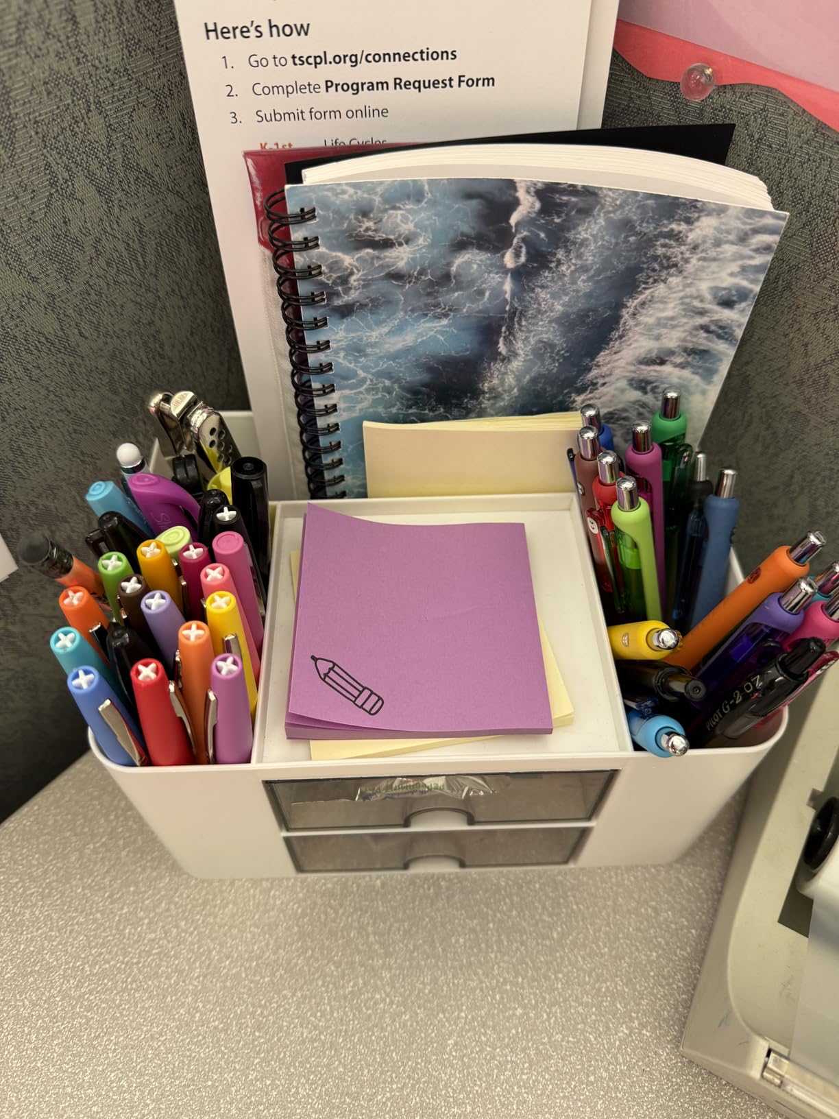 Marbrasse Pen Organizer with 2 Drawer, Multi-Functional Pencil Holder for Desk, Desk Organizers and Accessories with 5 Compartments + Drawer for Office Art Supplies (White) customer photo 1