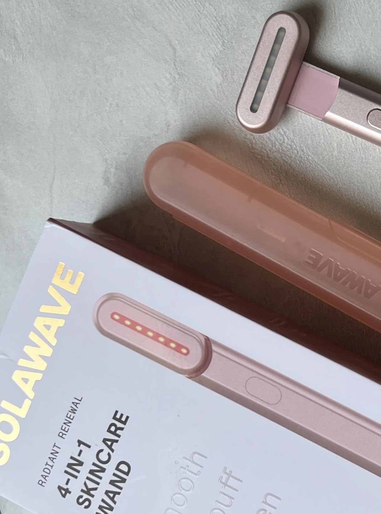 Solawave 4-in-1 Red Light Therapy Wand for Face & Neck | Beauty Device with Galvanic Current, Massager & Warmth | Anti-Aging, Wrinkle Reduction, Skin Tightening, Depuffing & Rejuvenation (Rose Gold) customer photo 1