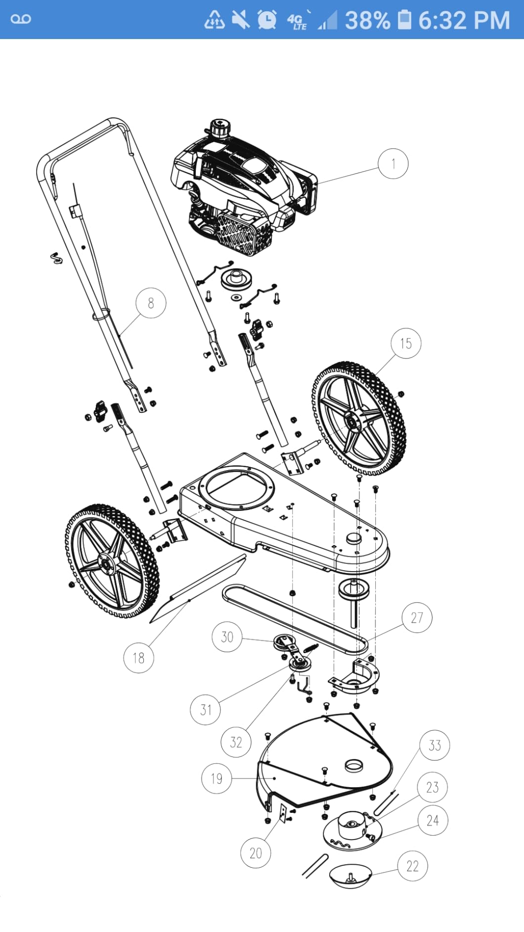 SENIX High Wheel Gas Walk Behind Brush Cutter and String Trimmer, 22-Inch Swath with .155-Inch Line, 160 cc 4-Cycle Engine, Steel Deck, 14