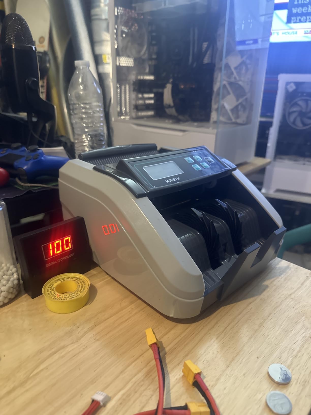 MUNBYN IMC51 Money Counter Machine Count Value, Add+Batch/Add+ Value Mode Bill Counter, UV/MG/IR/MT Detection, USD only Cash Counter, 1100 Bills/min, Money Counting Machine with LCD Display (Gray) customer photo 1