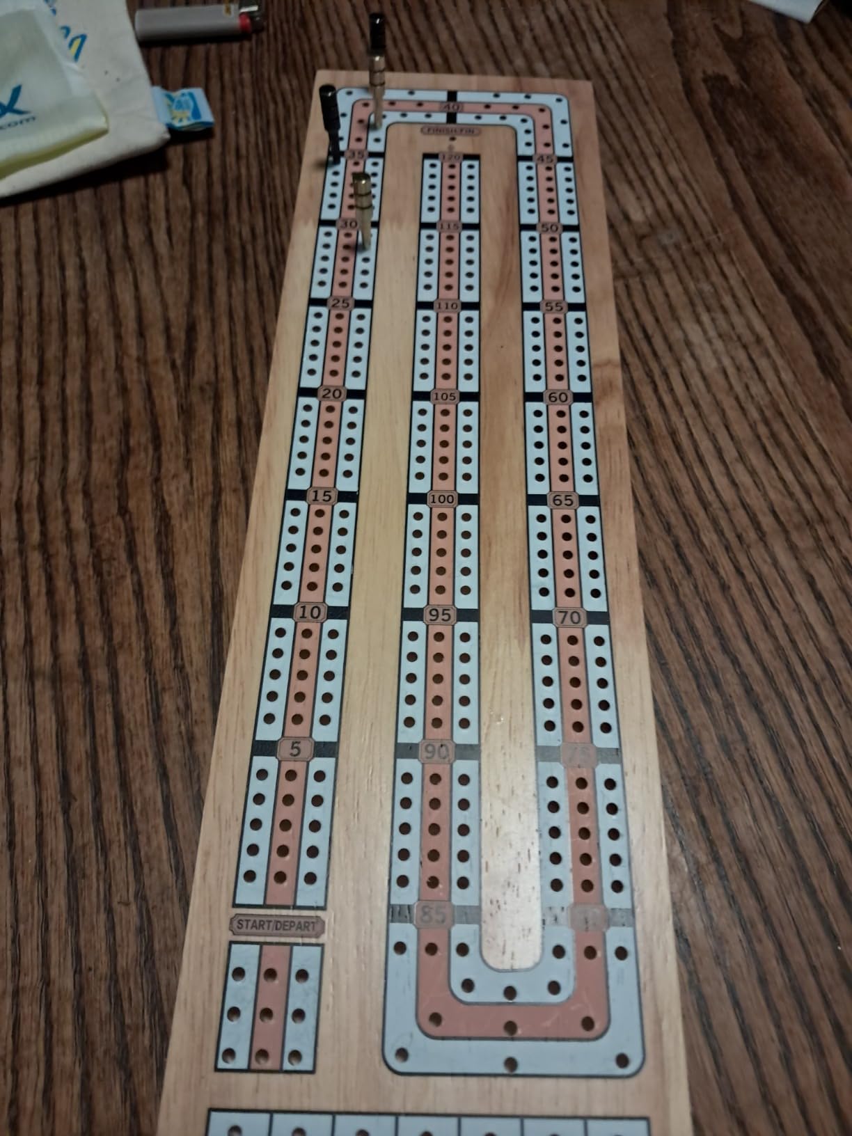 Vamslove Magnetic Cribbage Board 15'' Wooden Folding 3 Track Game Set, w/Instruction, Storage Slots for 2 Playing Cards/Pegs customer photo 1