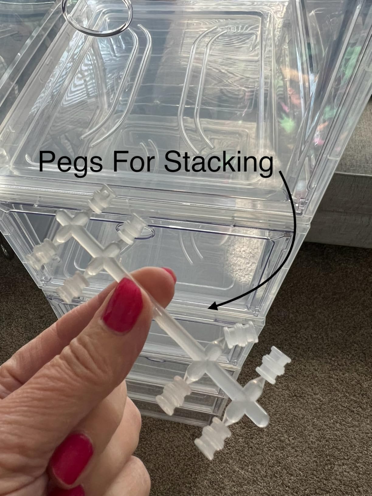7 code Large Clear Shoe Boxes Organizer【Thicker Material】 Stronger Shoe Box with Magnetic Door, Stackable Shoe Storage Box for Closet, Foldable Space-Saving Storage Bins Shoe Cabinet, White 9 Pack customer photo 1