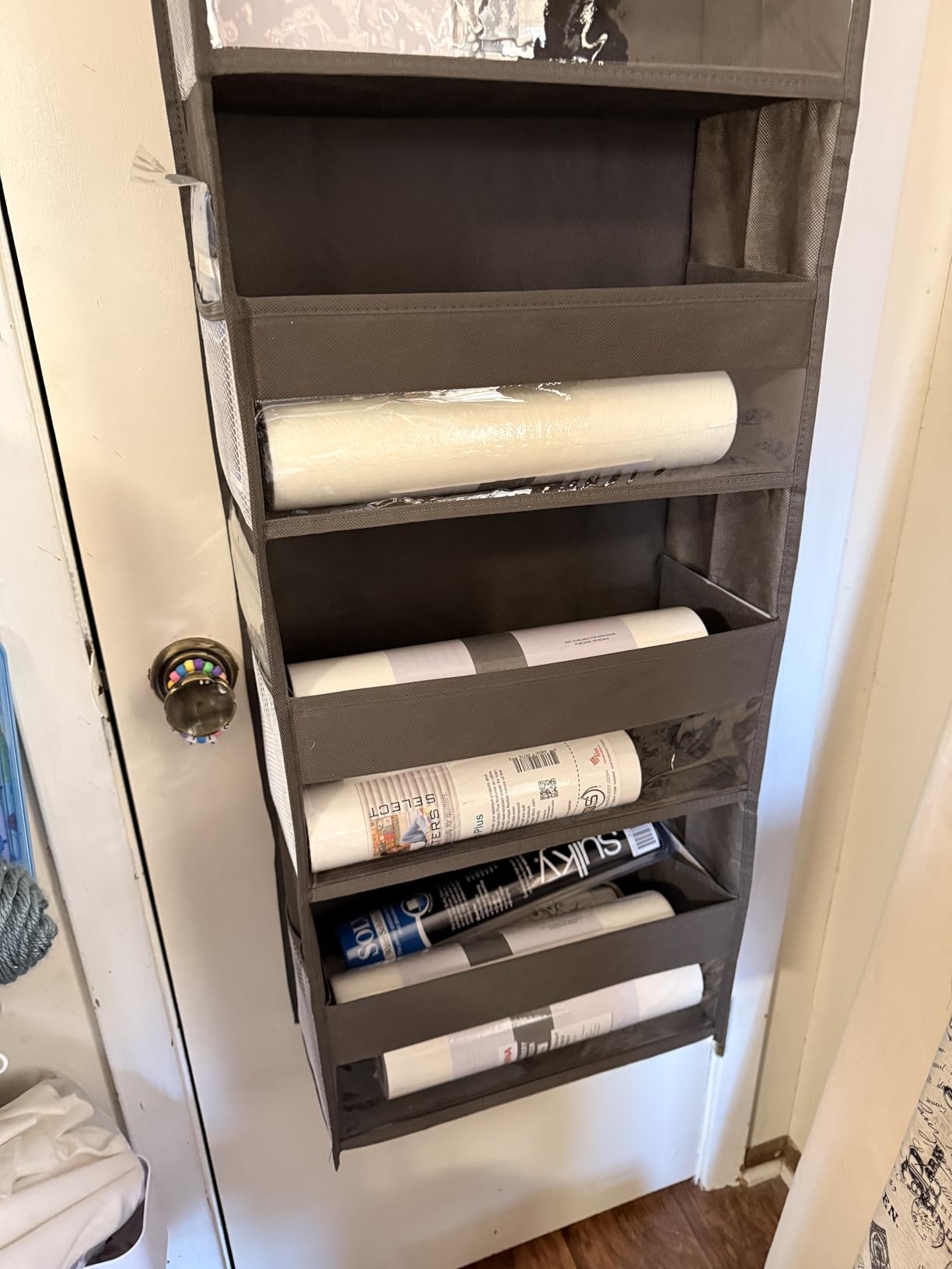 HOMELUX THEORY UPGRADED 6 Tiers Over The Door Organizer Hanging - 100D EXTRA THICK & 50lbs HUGE CAPACITY, 12 Side Mesh Pockets Over The Door Shoe Organizer, Hanging Closet Organizer (Ivory, 1pc) customer photo 1