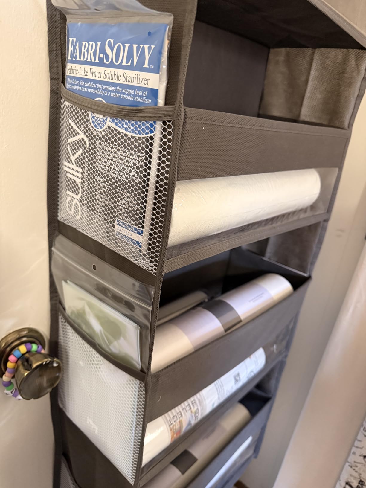 HOMELUX THEORY UPGRADED 6 Tiers Over The Door Organizer Hanging - 100D EXTRA THICK & 50lbs HUGE CAPACITY, 12 Side Mesh Pockets Over The Door Shoe Organizer, Hanging Closet Organizer (Ivory, 1pc) customer photo 2