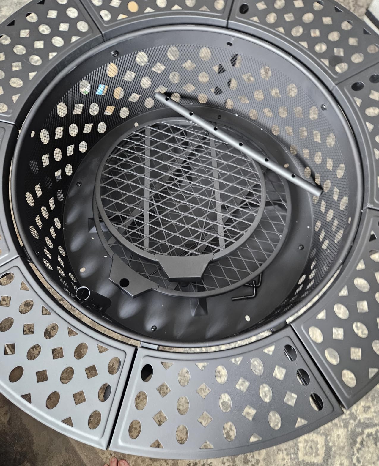 36 Inch Fire Pit with 2 Grills, Wood Burning Fire Pits for Outside with Lid, Poker and Round Waterproof Cover, BBQ& Outdoor Firepit & Round Metal Table 3 in 1 for Patio, Picnic, Party customer photo 2