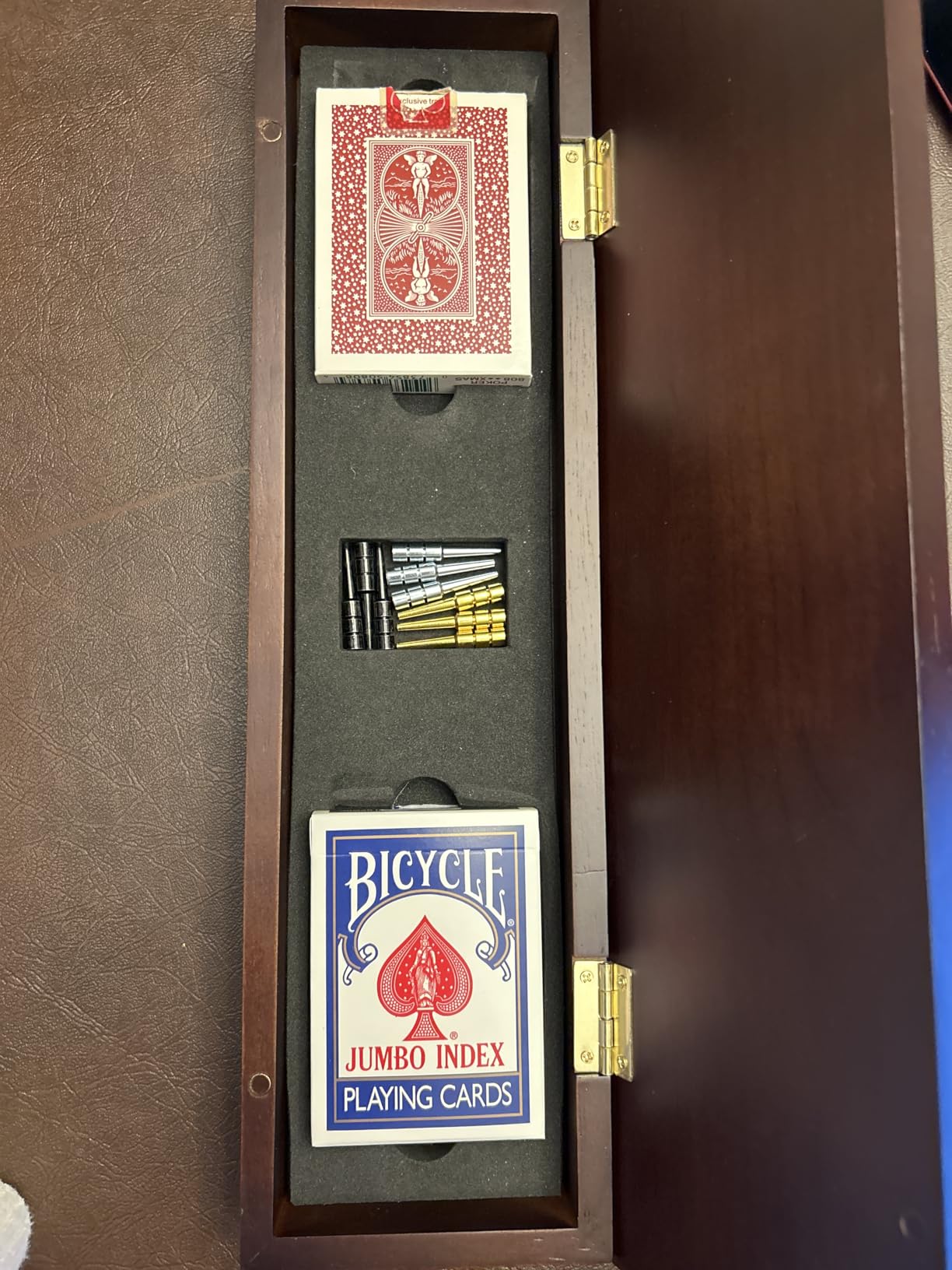 AMEROUS Wooden Cribbage Board Game Set with Magnetic Lock - Metal Pegs - 2 Playing Cards - Continuous 3 Track Board - Larger Storage Area customer photo 1