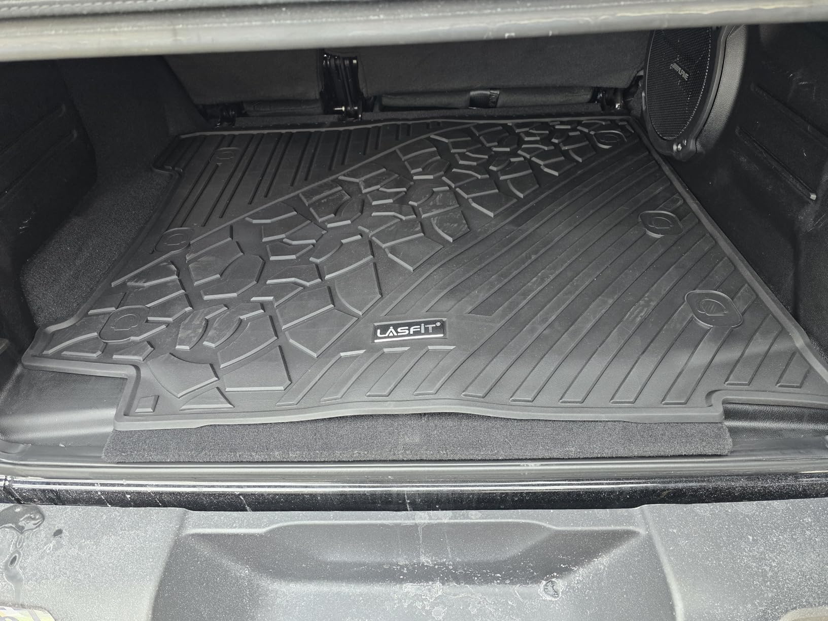 LASFIT Floor Mats & Trunk Mat for Jeep Wrangler JL 2018-2025 2026 4 Door Cargo with SUBWOOFER, All Weather TPE Custom Cargo Mat customer photo 1