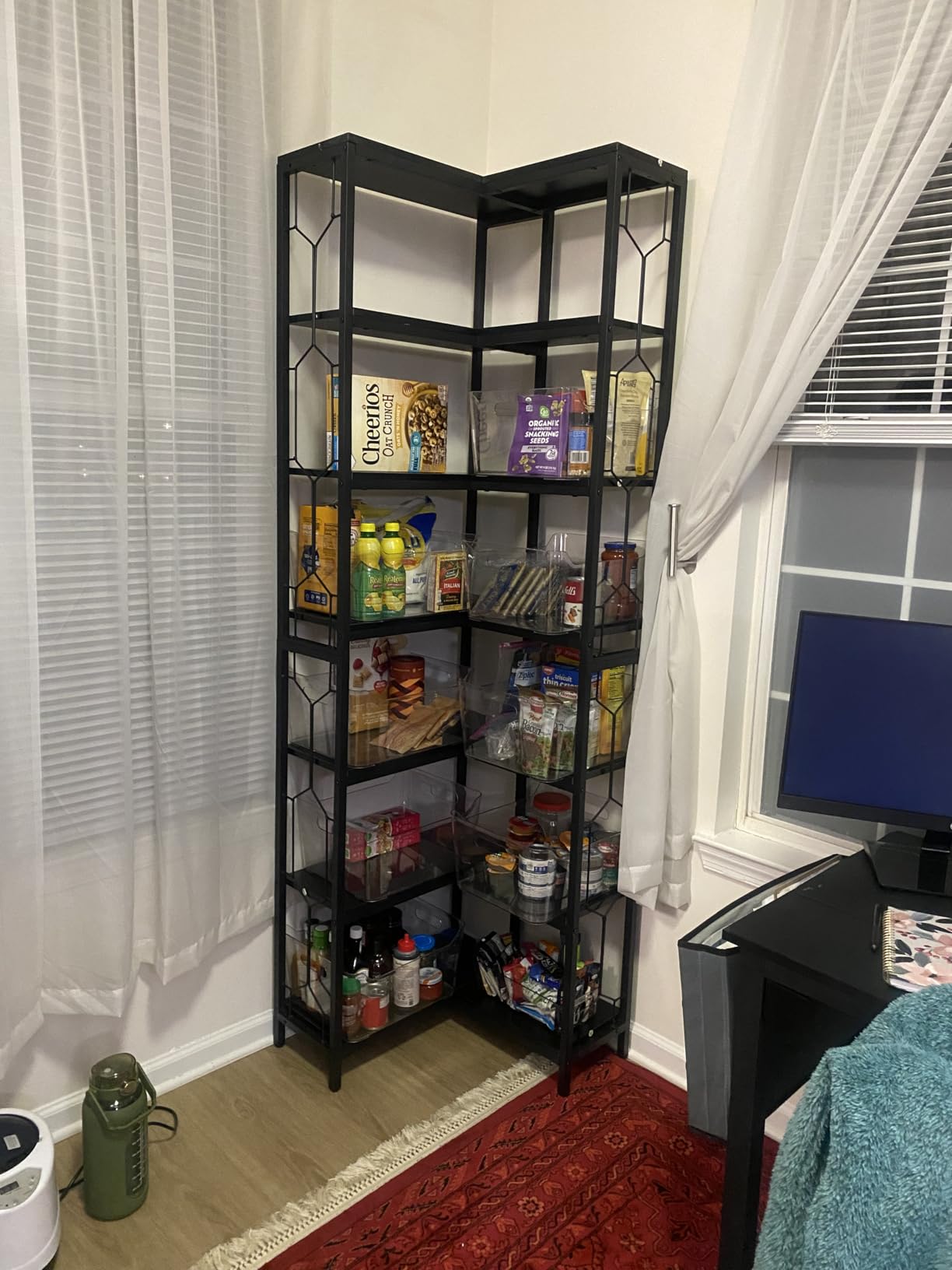 Tribesigns Corner Shelf, 7-Tier Industrial Corner Bookshelf and Bookcase, Freestanding Display Shelf for Living Room, Wood and Metal Corner Book Shelves, Corner Bookcase for Home Office, Rustic Brown customer photo 2