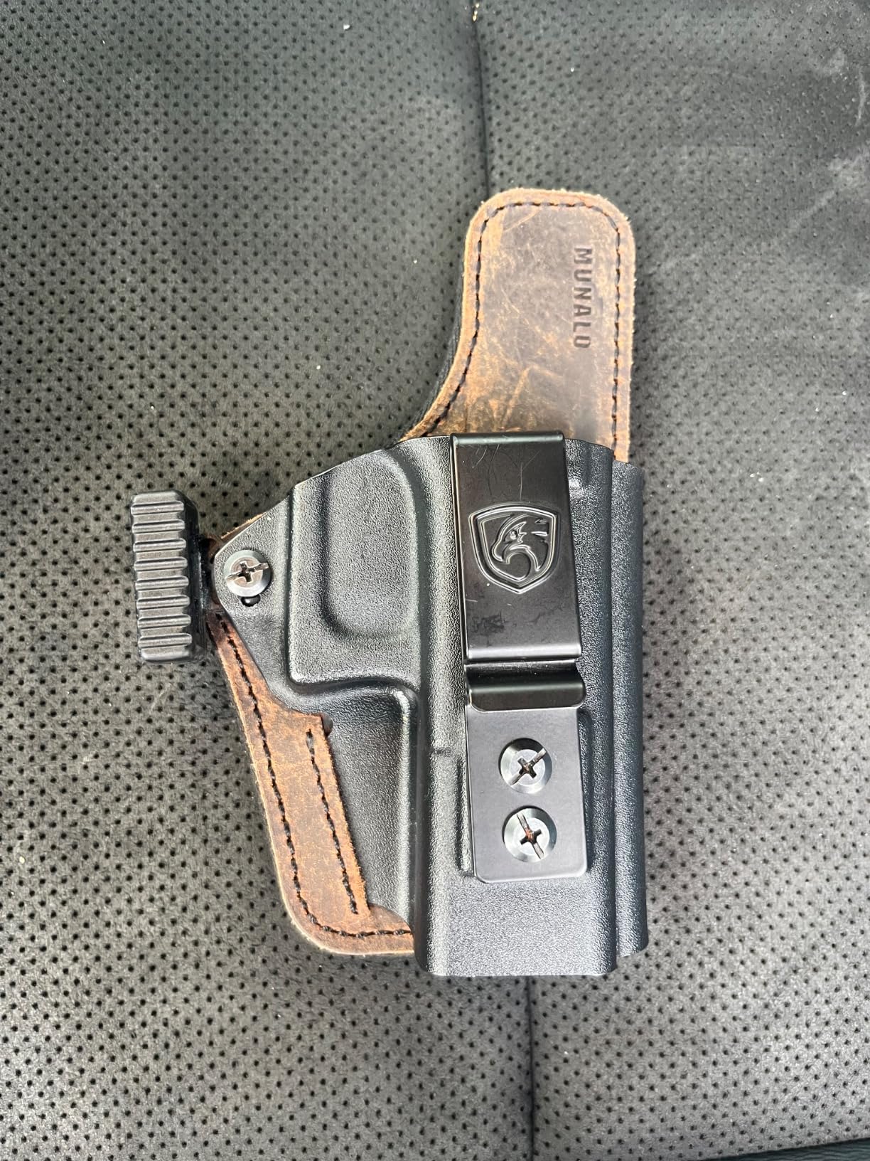 G19 Holster - Compatible with Glock 19/19X (Gen 3-5) Glock 44/45 Glock 23/32 (Gen 3-4) - IWB Holster - Inside Waist Concealed Carry Accessories - Kydex and Leather Hybrid by MUNALO customer photo 1